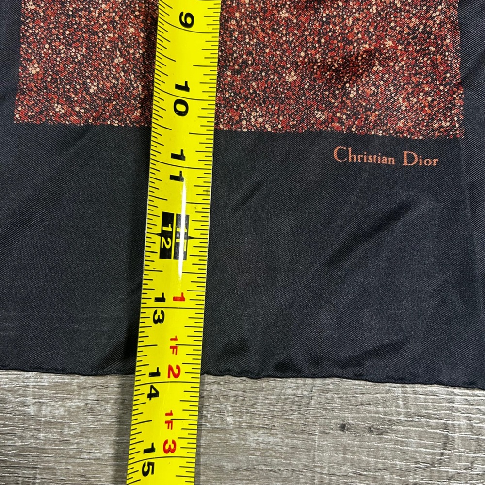 Christian Dior Silk Scarf Black Glitter Square Logo Accent - Picture 4 of 6